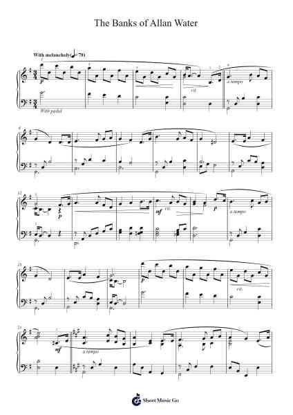 The Banks of Allan Water Sheet Music by Thomas Paul Chipp-Arr.Janejill Mooca