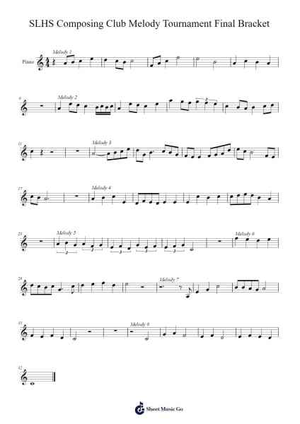 SLHS Composing Club Melody Tournament Final Bracket Sheet Music by Hudstal Fordwy-Arr.Malclaude