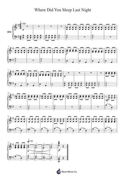 Where Did You Sleep Last Night Sheet Music by Trad. Hungarian-Arr.Kayrist