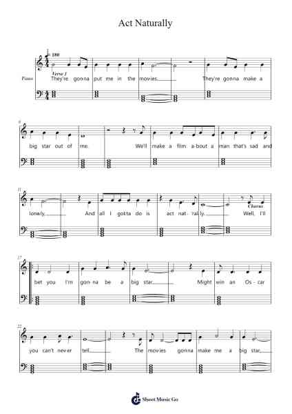 Act Naturally Sheet Music by Buck Owens/Johnny Russell/The Beatles-Arr.Sanprice