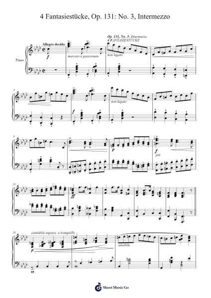 4 Fantasiestücke, Op. 131: No. 3, Intermezzo Sheet Music by Salomon Jadassohn-Arr.Abralph Strares