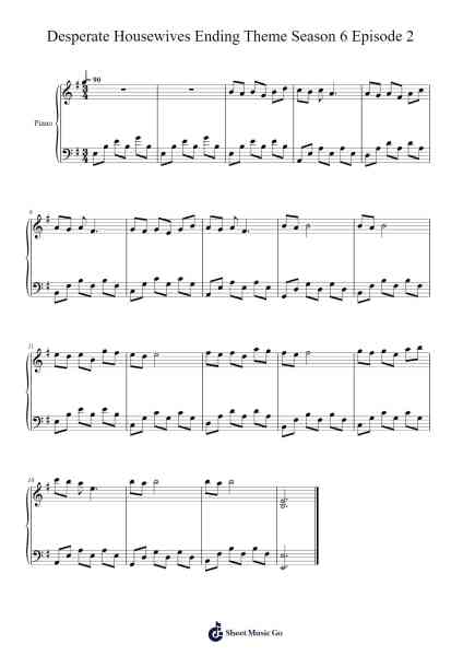 Desperate Housewives Ending Theme Season 6 Episode 2 Sheet Music by Steve Jablonsky-Arr.Urrite