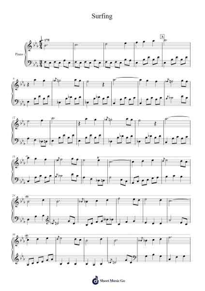 Surfing Sheet Music by Junichi Masuda-Arr.Maucah