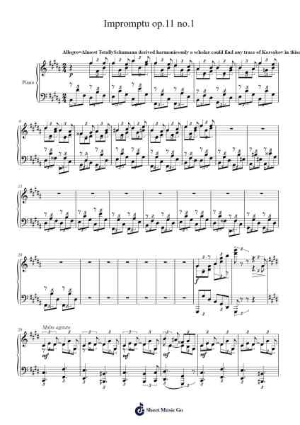 Impromptu Op. 11 No. 1 Sheet Music by Nikolai Rimsky-Korsakov-Arr.Philley Mabna