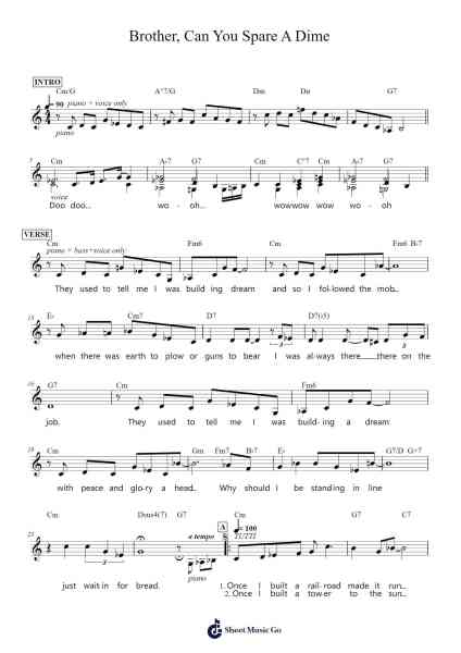 Brother, Can You Spare A Dime Sheet Music by Jay Gorney/Yip Harburg-Arr.Bystrong