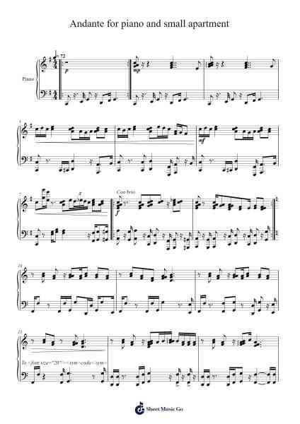 Andante for piano and small apartment Sheet Music by Lucas Legendre-Arr.Bertreade