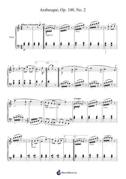 Arabesque, Op. 100, No. 2 Sheet Music by Friedrich Burgmüller-Arr.Graril