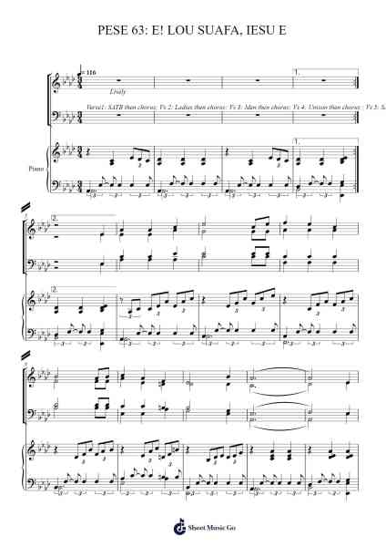 PESE 63: E! LOU SUAFA, IESU E Sheet Music by Rhonard-Arr.Hewdice