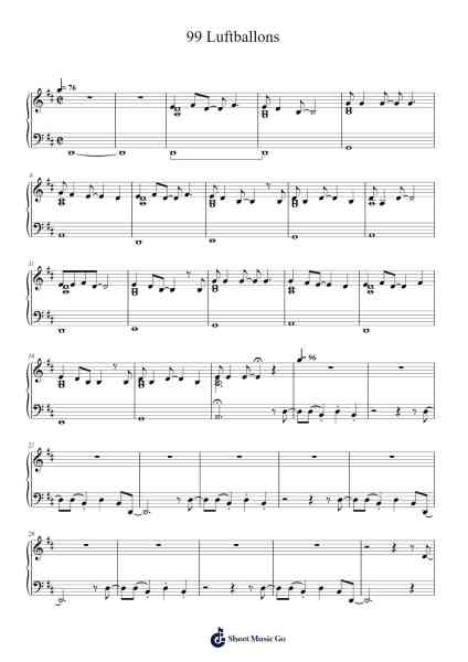 99 Luftballons Sheet Music by Nena-Arr.Ruthives Sibylxy
