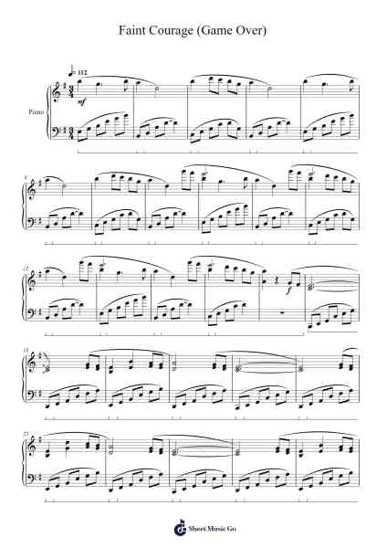 Faint Courage (Game Over) (DELTARUNE Chapter 2 Piano Score) Sheet Music by Toby Fox-Arr.Jansean