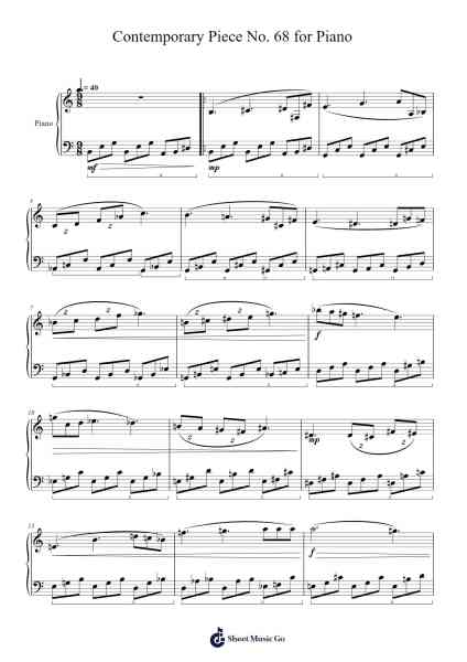 Contemporary Piece No. 68 for Piano Sheet Music by S. M. Kudlo-Arr.Totience Queesom
