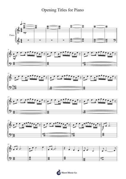 Opening Titles for Piano Sheet Music by Rob Lane/Joseph Vitarelli/Cameron Conrad-Arr.Mollpag