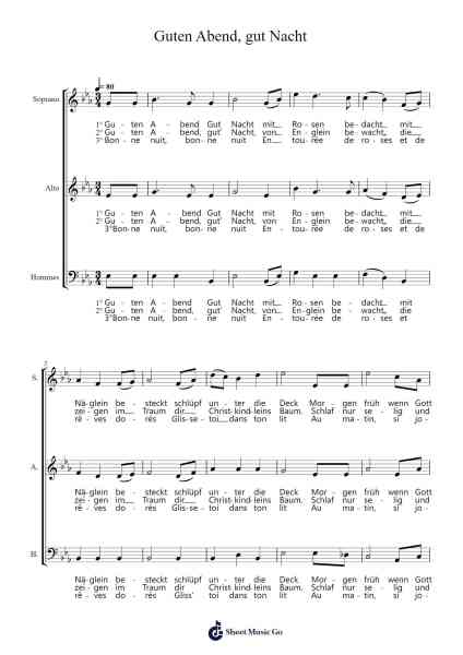 Guten Abend, gut Nacht Sheet Music by Johannes Brahms-Arr.Virbell