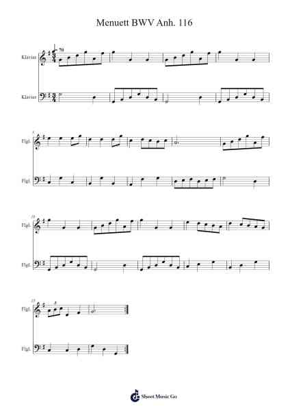 Menuett in G Major, BWV Anh. 116 Sheet Music by Johann Sebastian Bach-Arr.Wattkeith Louichild