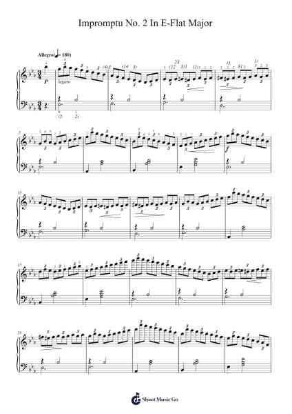 Impromptu No. 2 in E-Flat Major, D. 899 Sheet Music by Franz Schubert-Arr.Tedget Milrol