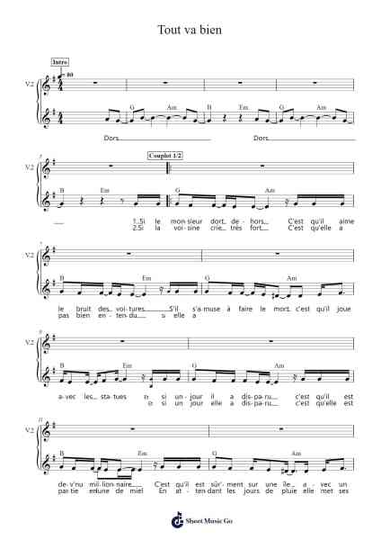 Tout va bien Sheet Music by OrelSan-Arr.Gilphia