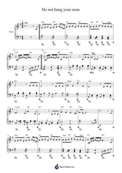 Do not hang your nose Sheet Music by Victor Lebedev-Arr.Coohicks