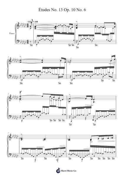 Studies on Chopin's Études, No. 13 based on Op. 10 No. 6 樂譜由 Leopold Godowsky - 編曲 Charmie