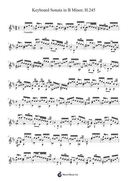 Keyboard Sonata in B Minor, H.245 Sheet Music by Carl Philipp Emanuel Bach-Arr.Alac Floleigh