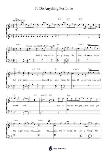 I'd Do Anything For Love Sheet Music by Meat Loaf-Arr.Lornas Buckdick