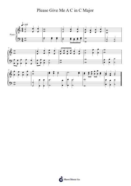 Please Give Me A C in C Major Sheet Music by Paige Henderson-Arr.Gadam