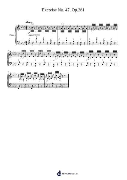 Exercise No. 47 in C Major, Op. 261 Sheet Music by Carl Czerny-Arr.Nelrist Hornrias
