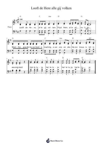 Looft de Here alle gij volken Sheet Music by -Arr.Deblack Sram