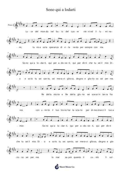 Sono qui a lodarti Sheet Music by RnS-Arr.Brookjoel