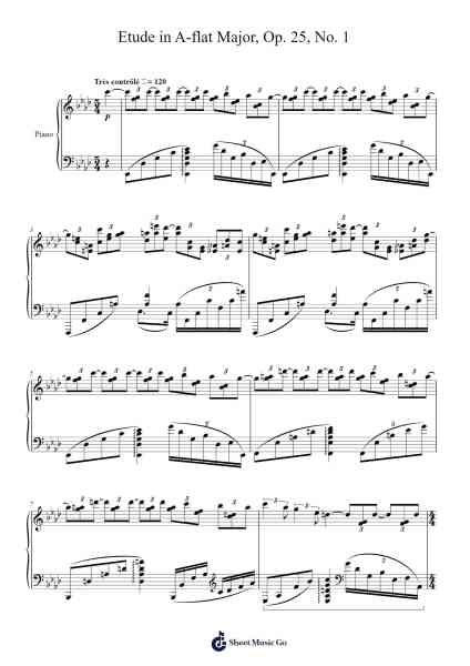 Étude in A-flat Major, Op. 25, No. 1 Sheet Music by Matthew Wong-Arr.Mickbess