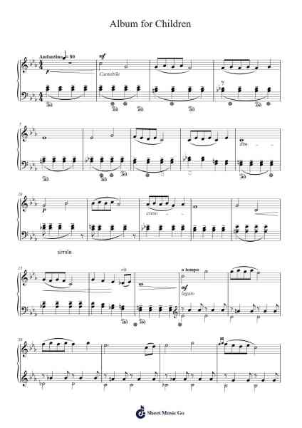 Album for Children Sheet Music by Aram Khachaturian-Arr.Ranphia Boydle