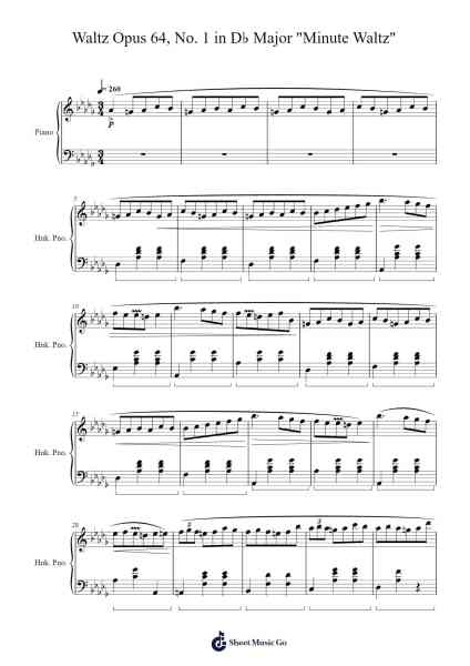 Waltz Opus 64, No. 1 in D♭ Major "Minute Waltz" Sheet Music by Frédéric Chopin-Arr.Dunkin Betcie