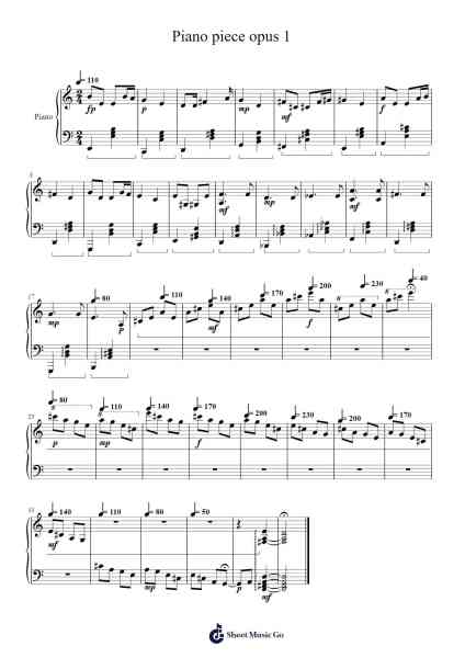 Piano Piece Op. 1 Sheet Music by van freunbach-Arr.Viriah