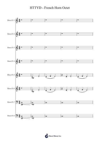 HTTYD - French Horn Octet Sheet Music by John Powell-Arr.Steyule Lanceac
