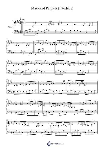 Master of Puppets (Interlude) Sheet Music by Metallica-Arr.Ronbard