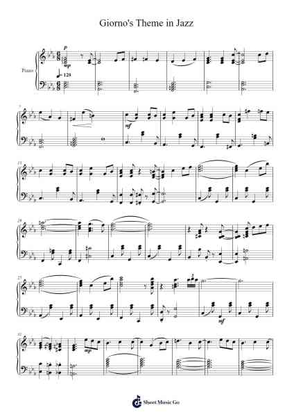 Giorno's Theme in Jazz Sheet Music by -Arr.Shawstuart Bergwar