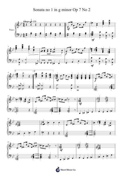Sonata no 1 in g minor Op 7 No 2 樂譜由 Lylins Earlnions - 編曲 Elboyce