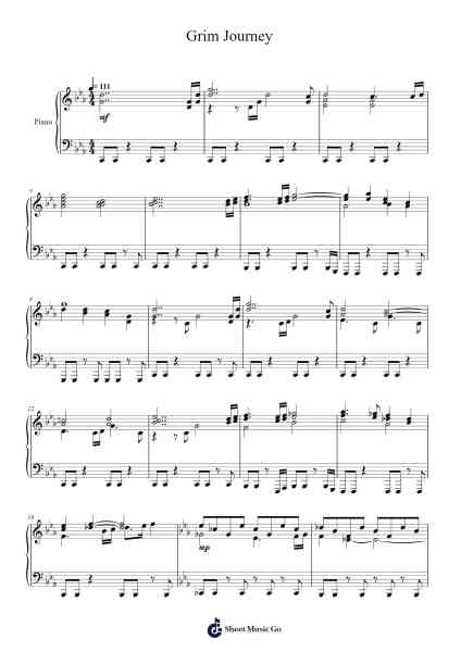 Grim Journey Sheet Music by Yuka Tsujiyoko-Arr.Judmons Bairdchel