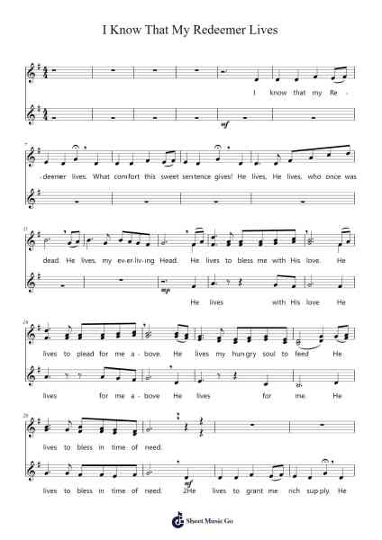 I Know That My Redeemer Lives Sheet Music by Stelthew-Arr.Pulborg Ridean