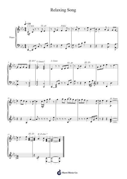 Relaxing Song Sheet Music by Blytein Hilfitch-Arr.Evejob