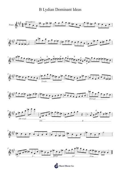 B Lydian Dominant Ideas Sheet Music by Royvi Molfe-Arr.Walry