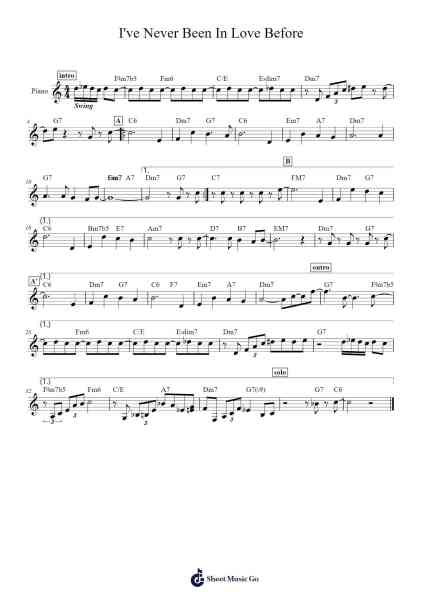 I've Never Been In Love Before Sheet Music by Eliana Elias-Arr.Mollwalsh Dinions
