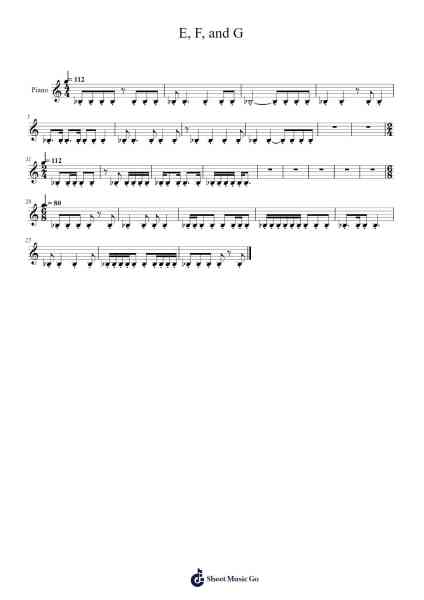 E, F, and G Sheet Music by Curduke Beaclark-Arr.Holtbelle