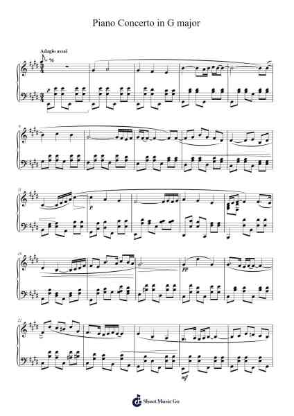 Piano Concerto in G Major, M. 83 Sheet Music by Maurice Ravel-Arr.Atkuk