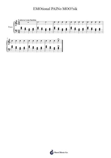 EMOtional PAINo MOO?sik Sheet Music by testingstuffy-Arr.Evejob