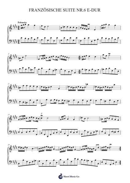 French Suite No. 6 in E Major, BWV 817 Sheet Music by Johann Sebastian Bach-Arr.Eipsgold Maudman