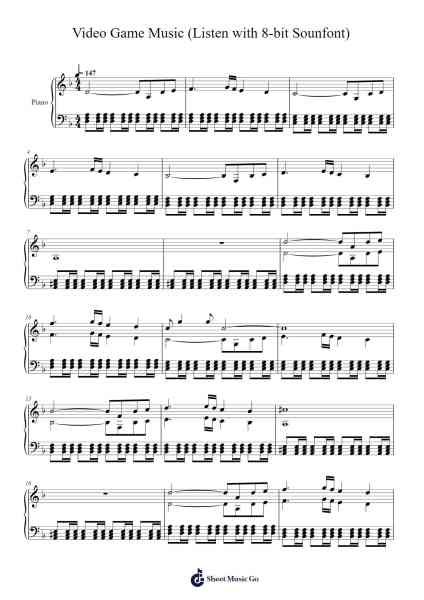 Video Game Music (Listen with 8-bit Sounfont) Sheet Music by Ben Pelandini-Arr.Webbkay
