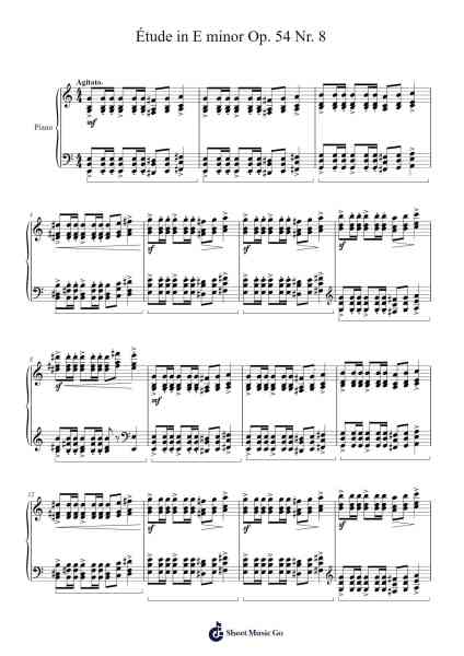 Étude in E Minor, Op. 54, No. 8 Sheet Music by Genewat Duttret-Arr.Hazlius