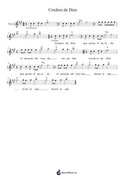 Cordero de Dios Sheet Music by -Arr.Walry