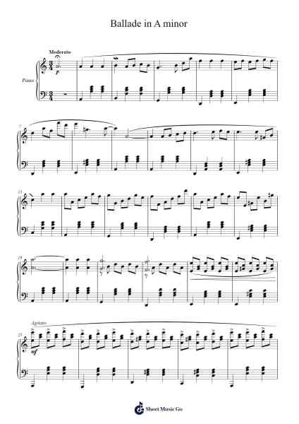 Ballade in A Minor Sheet Music by Aydan A. Ables-Arr.Burnelett Loncil