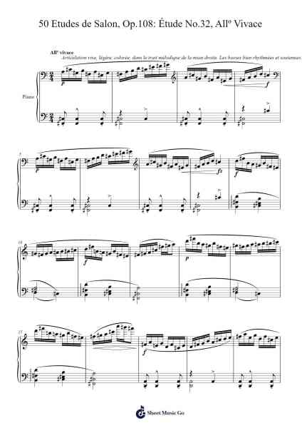 50 Études de Salon, Op. 108: Étude No. 32, Allegro Vivace Sheet Music by Antoine François Marmontel-Arr.Comnions Irlay